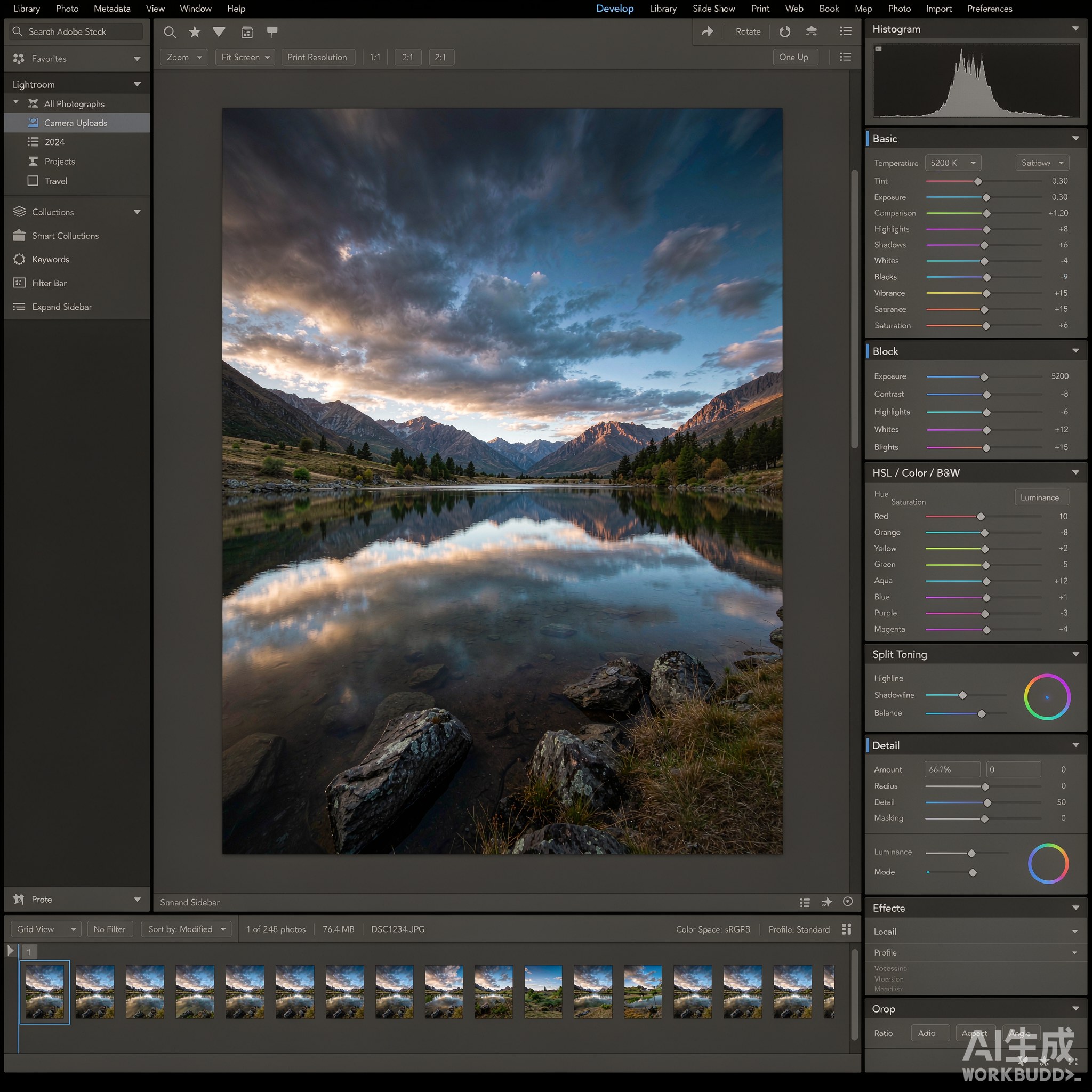 Adobe Lightroom批量调色工作区